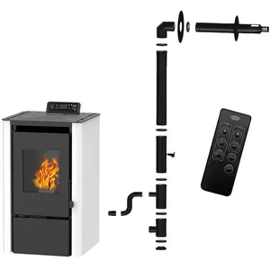 Comparateur de prix : Sannover Poêle à granulés étanche Anita 9,4 kW Blanc + Kit d'installation