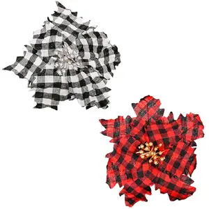 C80 2PCS Plaid Christmas Fleur pas cher