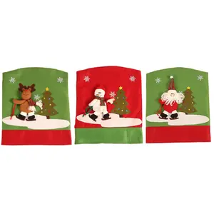C376 3pcs Housse de Chaise Noël - Bonhomme de neige/Elk pas cher