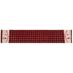 C363 Christmas Table Runner - Noir et Rouge pas cher
