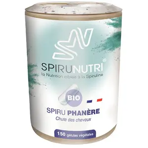 SPIRUNUTRI Spiru phanère bio chute des cheveux 150 gélulesVendu parnature-et-decouvertes