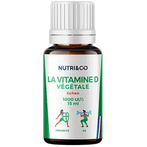 Comparateur de prix : Nutri&Co Vitamine D3 Végétale Santé des Os et Immunité 15ml