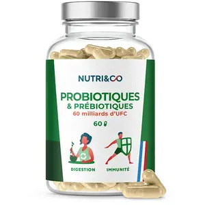Comparateur de prix : Nutri&Co Probio Pré et Probiotiques pour Flore Intestinale 60 gélules