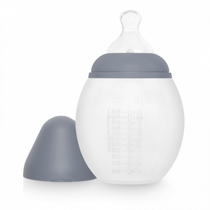 Elhée - Biberon anti-colique en silicone BibRond 330 ml - Blue Grey pas cher