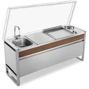 Planet Table Fermée OASI 183C + Plancha OASI 55 Lisse / Feu DUAL + Evier + Mitigeur Pliable pas cher