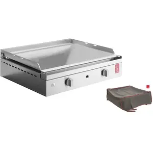 Plancha Planet - gaz - chef 55 Lisse + Housse planet à gaz - 2 brûleurs - Inox 304 Alimentaire pas cher