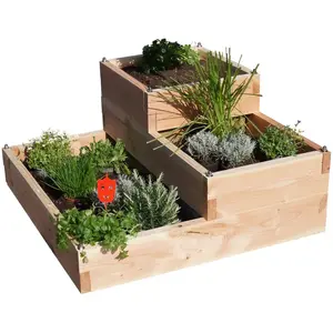 Carré de Potager 3 Niveaux Effet Graphik Junior en Bois  Bois / Métal pas cher