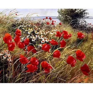 Figured'Art Peinture par Numéro Adulte Fleurs champêtres - Kit de Loisir Créatif DIY Numéro d'Art - 40x50cm sans châssis pas cher