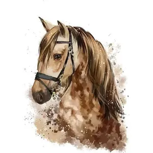 Figured'Art Peinture par Numéro Adulte Cheval brun - Kit de Loisir Créatif DIY Numéro d'Art - 40x50cm sans châssis pas cher