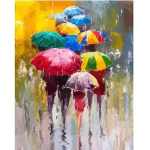 Figured'Art Peinture par Numéro Adulte avec Cadre Farandoles de parapluies 2 - Activité Manuelle Kit de Loisir Créatif DIY Numéro d'Art Complet - 40x50cm toile tendue sur châssis
