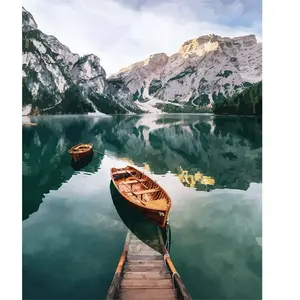 Comparateur de prix : Figured'Art Peinture par Numéro Adulte avec Cadre Barque et lac de Montagne Taille - Activité Manuelle Kit de Loisir Créatif DIY Numéro d'art Complet - 40x50cm Toile tendue sur châssis