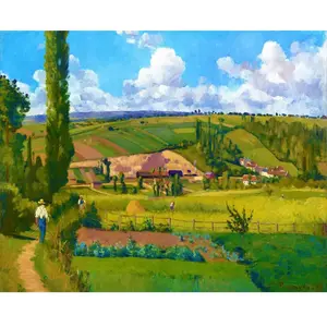 Comparateur de prix : Figured'Art Peinture par Numéro Adulte Paysage aux Pâtis - Camille Pissarro - Activité Manuelle Kit de Loisir Créatif DIY Numéro d'Art Complet - 40x50cm sans châssis en bois