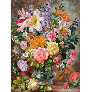 Comparateur de prix : Figured'Art Peinture par Numéro Adulte Explosions de fleurs - Activité Manuelle Kit de Loisir Créatif DIY Numéro d'Art Complet - 40x50cm sans châssis en bois