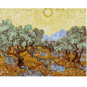Figured'Art Peinture par Numéro Adulte Van Gogh St Remy Oliviers - Activité Manuelle Kit de Loisir Créatif DIY Numéro d'Art Complet - 40x50cm sans châssis en bois pas cher