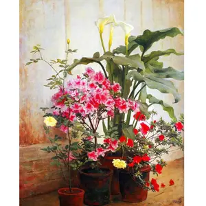 Figured'Art Peinture par Numéro Adulte avec cadre Côté d'une serre - George Cochran Lambdin - 40x50cm toile tendue sur châssis pas cher