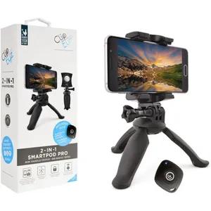 Trépied Stabilisateur Smartphone 2 en 1 Monopod Selfie Compact Clipeyz Noir