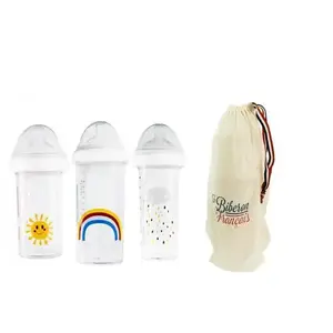 Le Biberon Français -SET 1 Biberon 360ml + 2 biberons 210ml Rainbow
