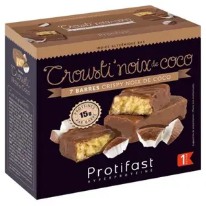 Comparateur de prix : Protifast En-Cas Hyperprotéiné Crousti' Noix de Coco 7 barres