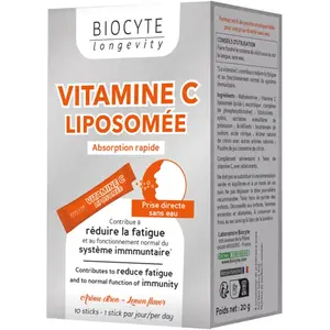 Comparateur de prix : Biocyte Vitamine C Liposomale Fatigue Système Immunitaire 10 Sticks