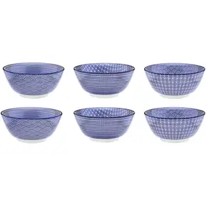 Comparateur de prix : BJORN Bol PATTERN Ø15cm - 6 pièces - Dark blue TU