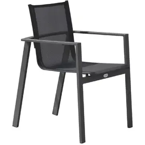 Comparateur de prix : DCB GARDEN Fauteuil de jardin empilable en aluminium gris anthracite - ALU-MIAMI