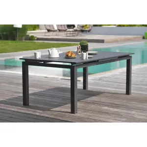 Comparateur de prix : DCB GARDEN Table de jardin 10 places en aluminium anthracite - ALU-MIAMI