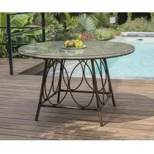 Comparateur de prix : Dcb Garden - ushuaia - Table de jardin ronde en aluminium marron