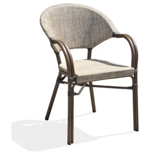 Comparateur de prix : DCB GARDEN Fauteuil de jardin empilable en aluminium marron et textilène beige