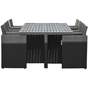 DCB GARDEN Ensemble repas encastrable 8 places résine tressée noire - PVC-8-ALUVendu parmanutan
