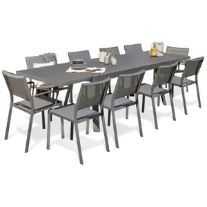 Comparateur de prix : DCB GARDEN Ensemble repas de jardin 10 places en aluminium gris anthracite - STOCKHOLM