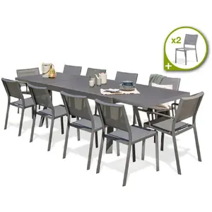 Comparateur de prix : DCB GARDEN Ensemble repas de jardin 12 places en aluminium gris anthracite - STOCKHOLM