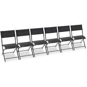 Comparateur de prix : DCB GARDEN Lot de 6 chaises en aluminium et toile plastifiée noire