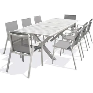 Comparateur de prix : DCB GARDEN Ensemble repas de jardin 8 places en aluminium blanc