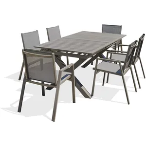 Comparateur de prix : DCB GARDEN Ensemble repas de jardin 6 places en aluminium quartz