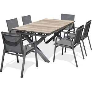 dcb garden Ensemble repas de jardin 6 places en aluminium gris anthraciteVendu parmanutan