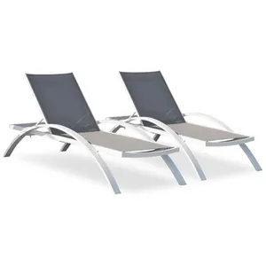 Comparateur de prix : Lot de 2 bains de soleil en toile plastifiée et aluminium