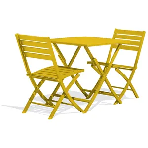 CITY GARDEN Ensemble repas de jardin 2 places en aluminium moutarde pas cher