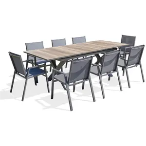 dcb garden Ensemble repas de jardin 8 places en aluminium gris anthraciteVendu parmanutan