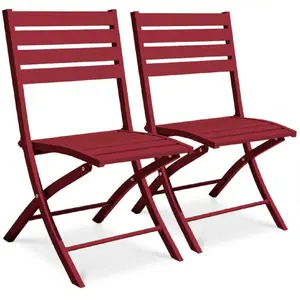 Lot de 2 chaises de jardin pliantes marius 82cm rouge carmin pas cher