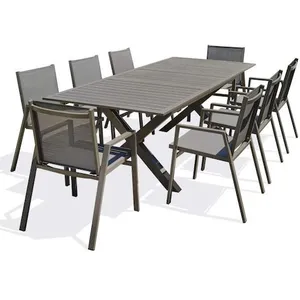 Comparateur de prix : DCB GARDEN Ensemble repas de jardin 8 places en aluminium quartz