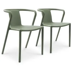 GREEN CITY Lot de 2 fauteuils de jardin empilables en polypropylène vert olive