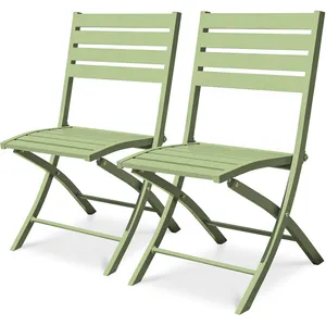Lot de 2 chaises de jardin en aluminium - Vert lagune - MARIUS pas cher