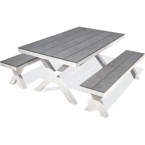 Comparateur de prix : Table de jardin en aluminium et plateau HPL effet pierre - ANNECY