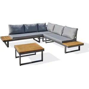 Comparateur de prix : DCB GARDEN Salon de jardin 5 places bois d'acacia et aluminium gris anthracite