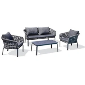 Comparateur de prix : Salon de jardin 4 places en corde tissée et aluminium gris anthracite