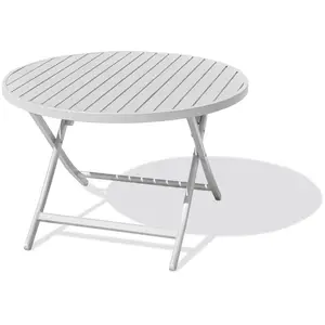 CITY GARDEN Table de jardin pliante en aluminium - MARIUS - GRIS - Diamètre 110 cm pas cher