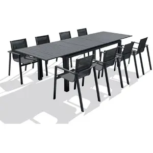Comparateur de prix : DCB GARDEN Table de jardin MIAMI-TB300 avec rallonge et 8 fauteuils ALU-MIAMI-FT empilables