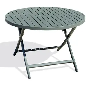Comparateur de prix : Table de jardin ronde pliante en aluminium vert kaki - MARIUS