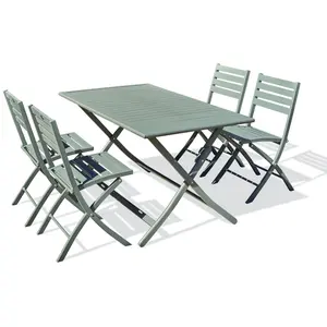 CITY GARDEN Table de jardin pliante MARIUS-TB140-KAKI et 4 chaises MARIUS-CP-KAKI pliantes pas cher