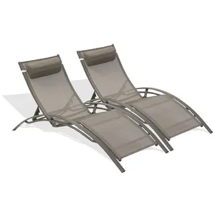 Comparateur de prix : DCB GARDEN Lot de 2 bains de soleil en aluminium et toile plastifiée cappuccino